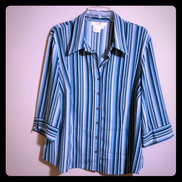 Como woman real striped button down top - Picture 1 of 4